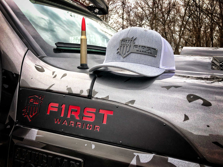 1W White/Gray Snapback Gray Stainless Hat - F1rstWarrior HATS Default Title