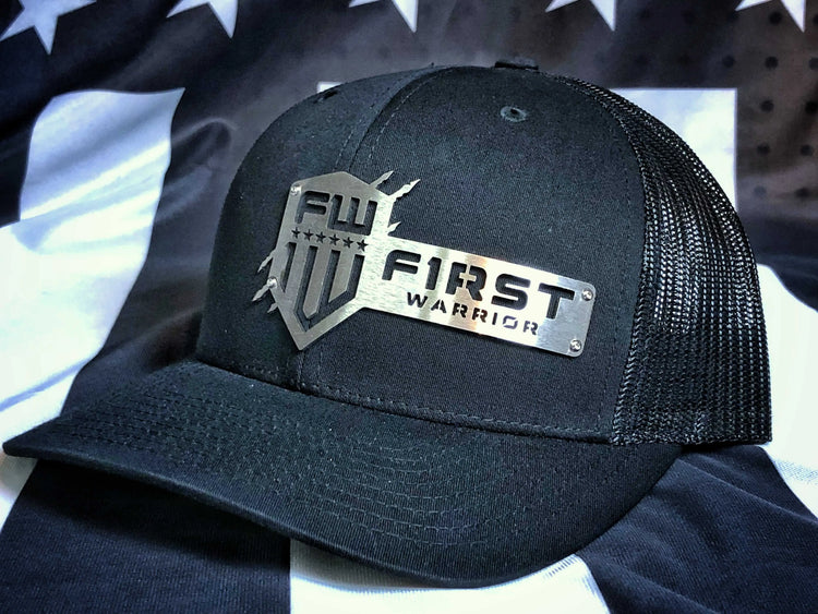 1W Black Snapback Stainless Hat - F1rstWarrior HATS Default Title
