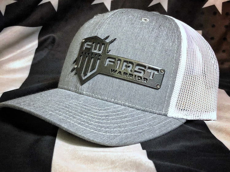 1W White/Gray Snapback Gray Stainless Hat - F1rstWarrior HATS Default Title