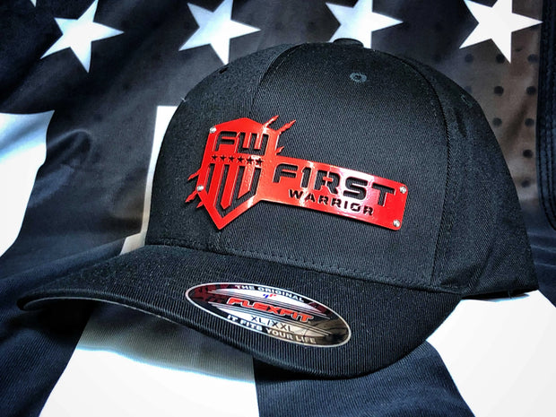 1W Black Flexfit Red Stainless hat