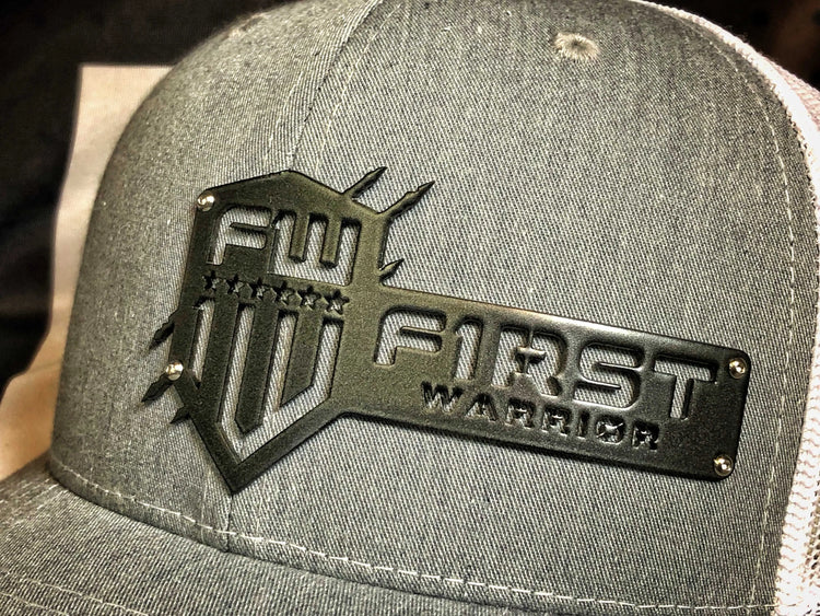 1W White/Gray Snapback Gray Stainless Hat - F1rstWarrior HATS Default Title