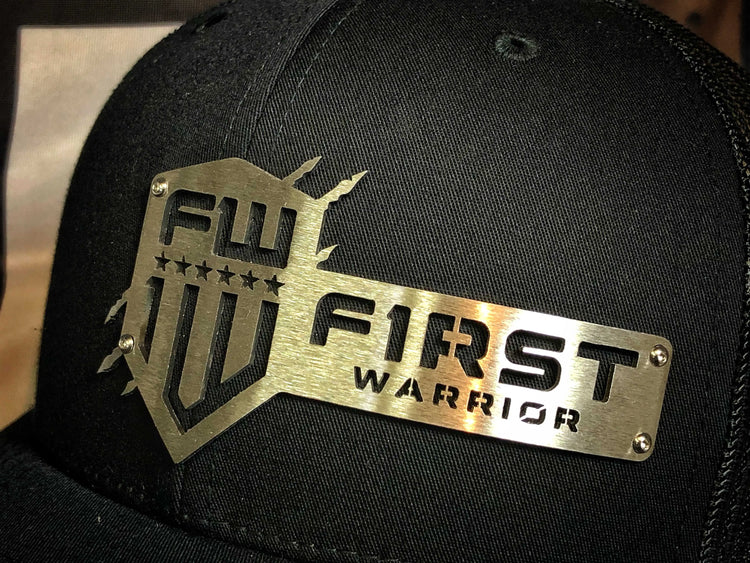 1W Black Snapback Stainless Hat - F1rstWarrior HATS Default Title