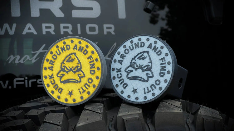 2” Hitch - Duck Around and Find out! - F1rstWarrior White / black