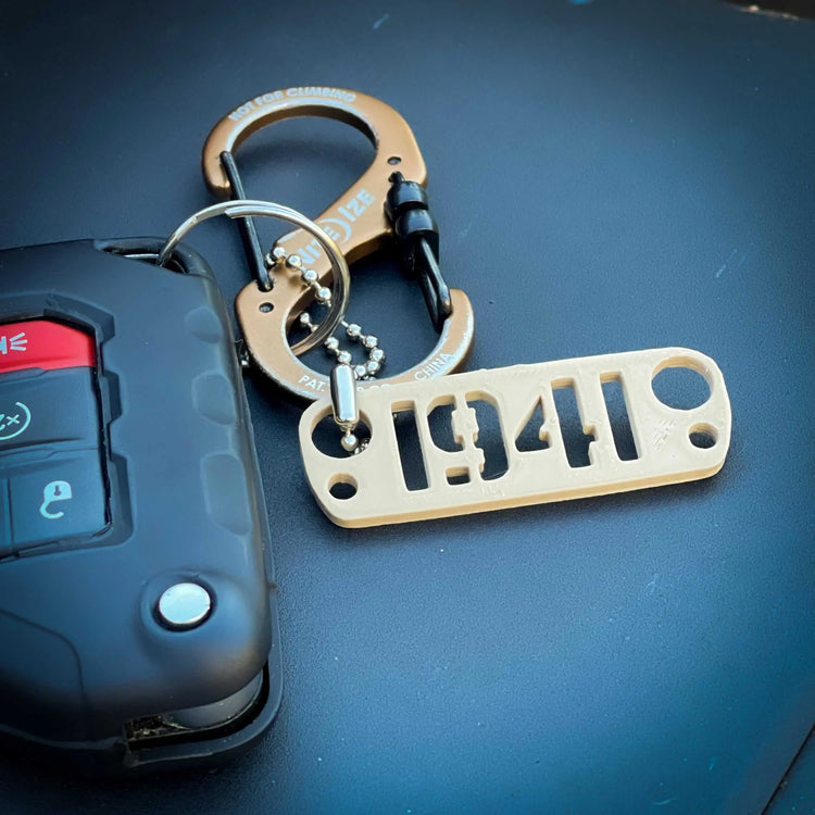 1941 Keychain - F1rstWarrior JEEPish Juliet Kilo / Black