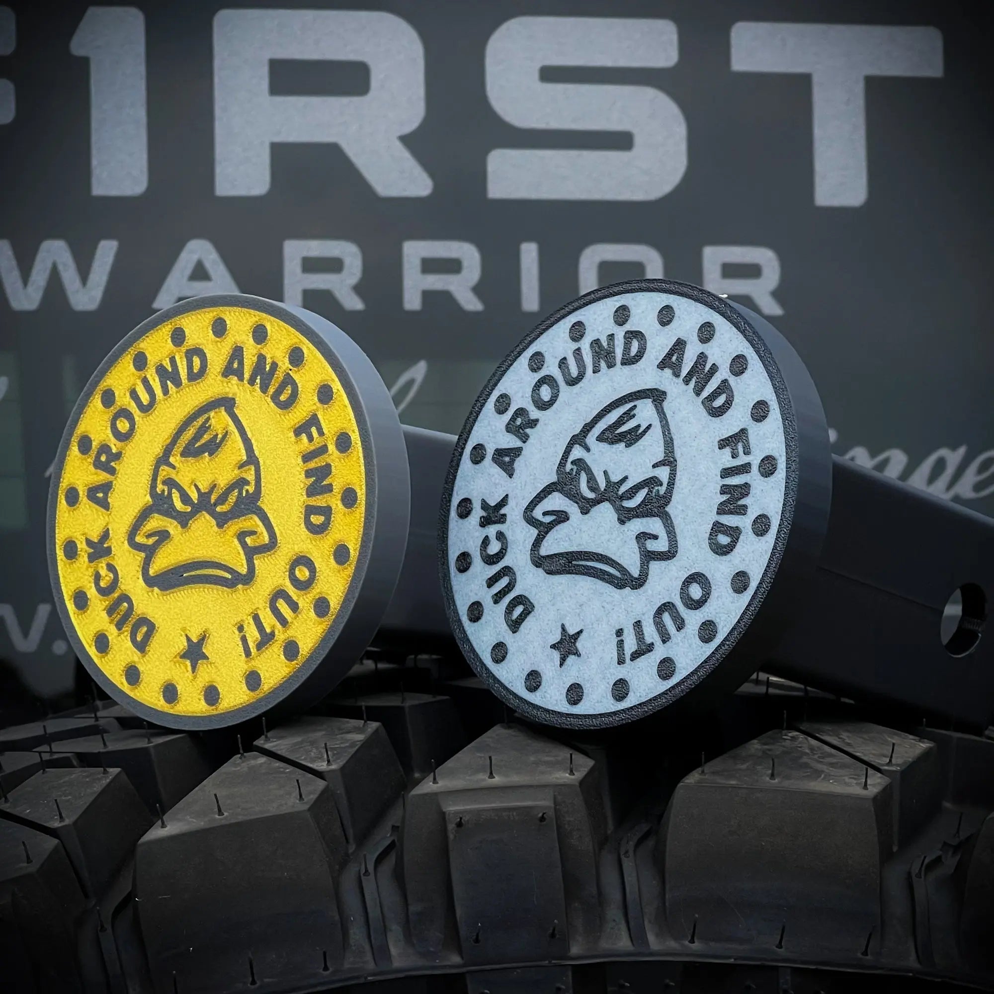 2” Hitch - Duck Around and Find out! - F1rstWarrior White / black