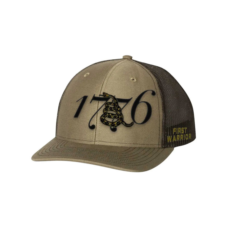 1776 - Don’t Tread On Me - OD Green - F1rstWarrior HATS Tan / Black