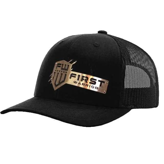 1W Black Snapback Stainless Hat - F1rstWarrior HATS Default Title