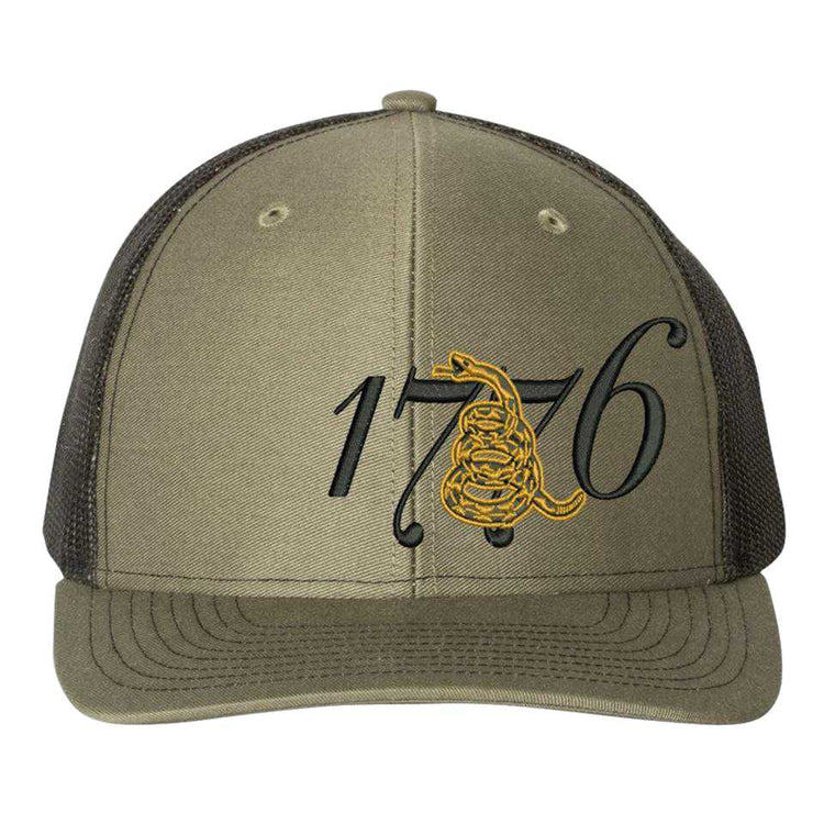 1776 - Don’t Tread On Me - OD Green - F1rstWarrior HATS Tan / Black