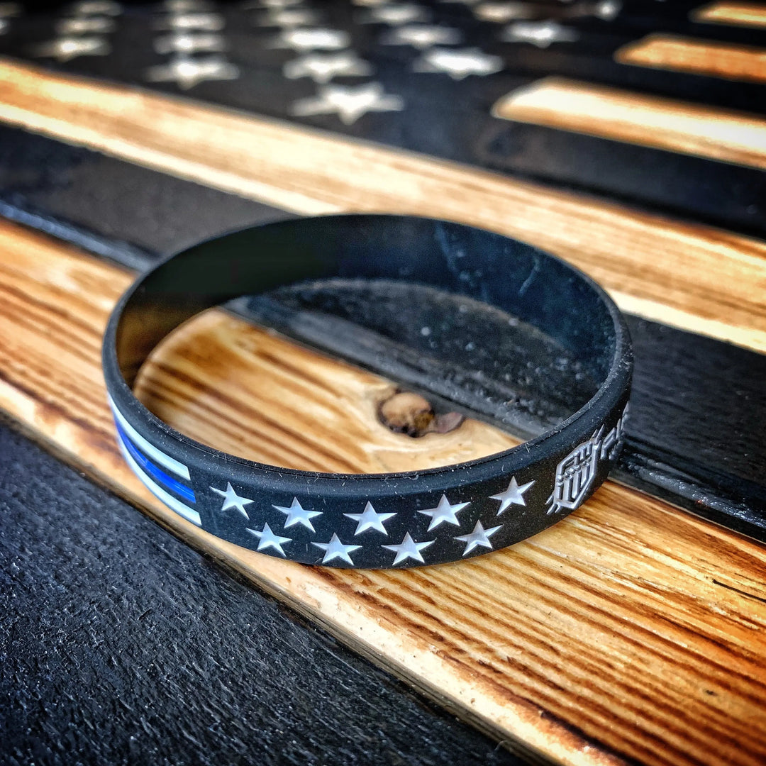 Firstwarrior Blue Line Flag wristband - F1rstWarrior GEAR Default Title