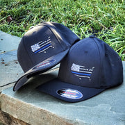 Peacemakers American Flag Black Flexfit Hat with Thin Blue Line