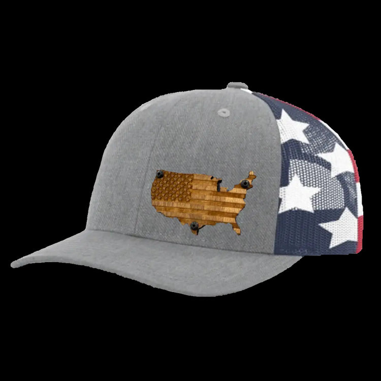 USA Wooden Signature Series - GRAY Flag - F1rstWarrior HATS Default Title