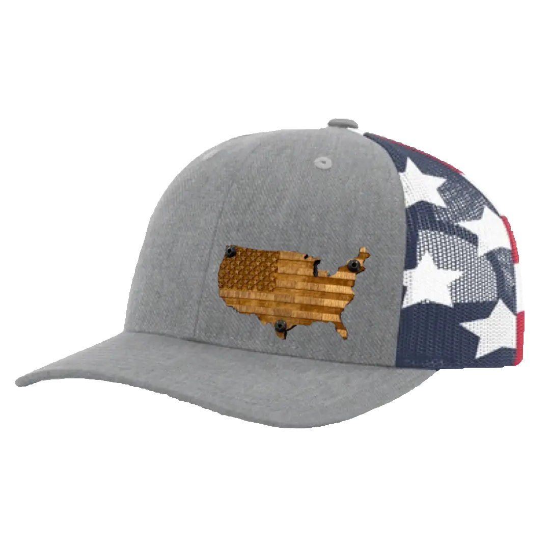 USA Wooden Signature Series - GRAY Flag - F1rstWarrior HATS Default Title