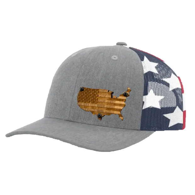 USA Wooden Signature Series - GRAY Flag - F1rstWarrior HATS Default Title