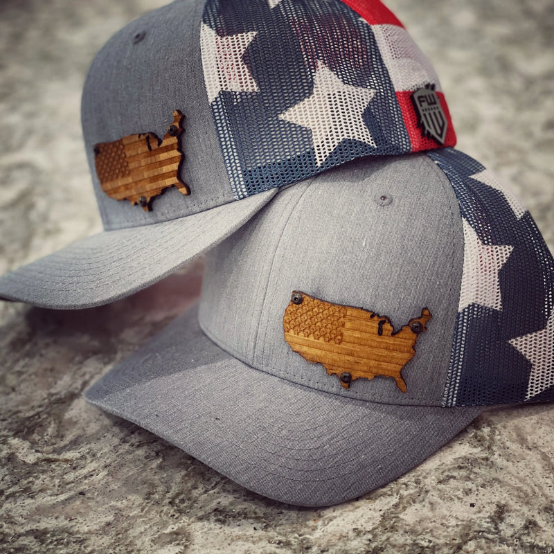 USA Wooden Signature Series - GRAY Flag - F1rstWarrior HATS Default Title