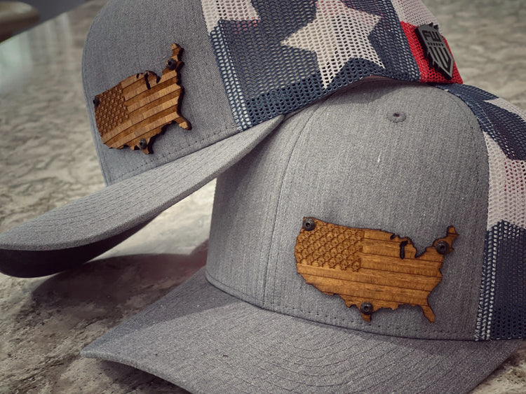 USA Wooden Signature Series - GRAY Flag - F1rstWarrior HATS Default Title